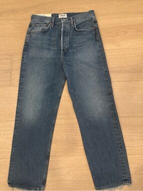 Agolde 90's Crop Mid-Rise Straight Jeans - Blue